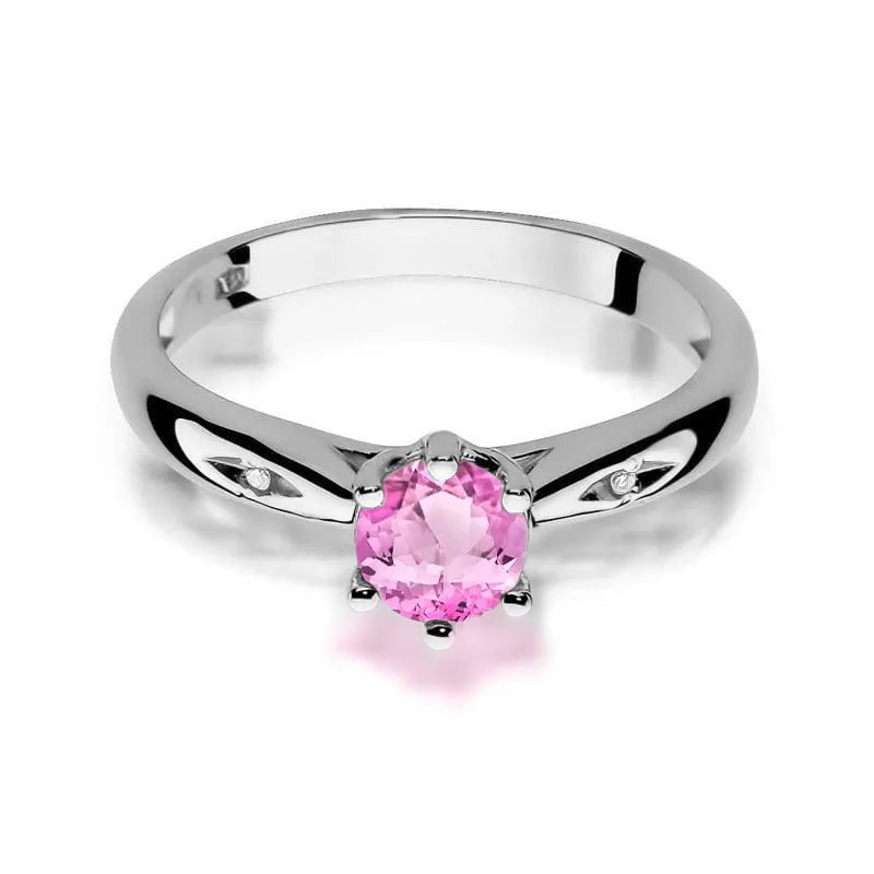 Goldring mit 0,60 ct Pinktopas und 0,01 ct Diamanten
