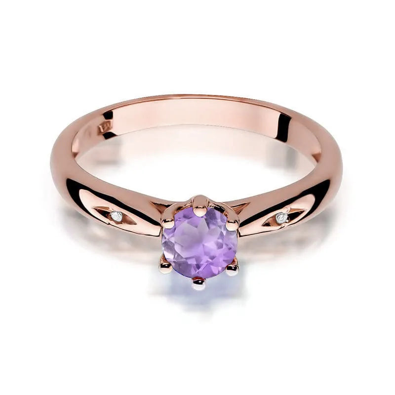 Goldring mit 0,50 ct Amethyst und Diamanten