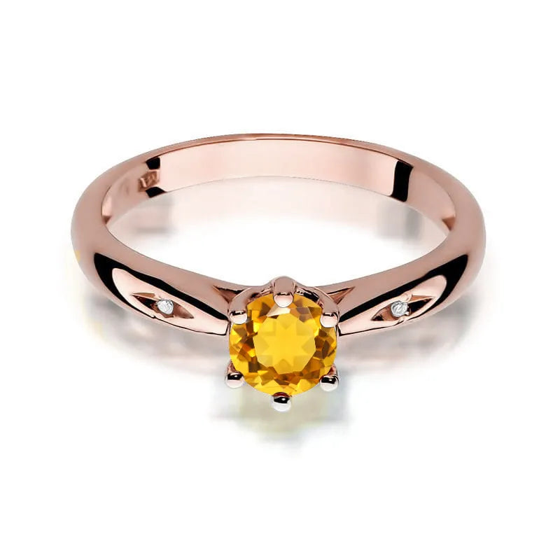 Goldring mit 0,50 ct Citrin und Diamanten