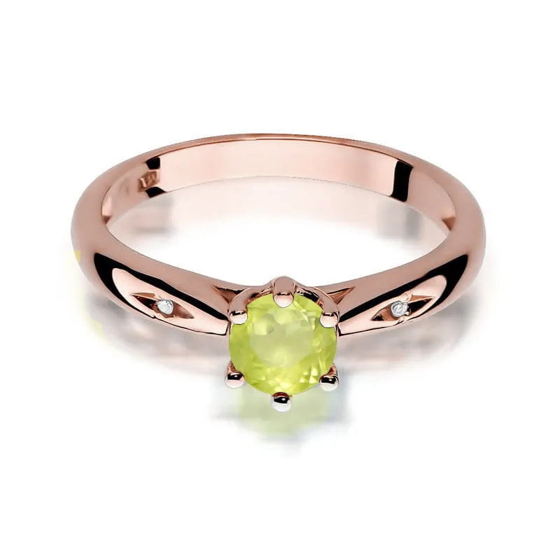 Goldring mit 0,60 ct Olivin und Diamanten