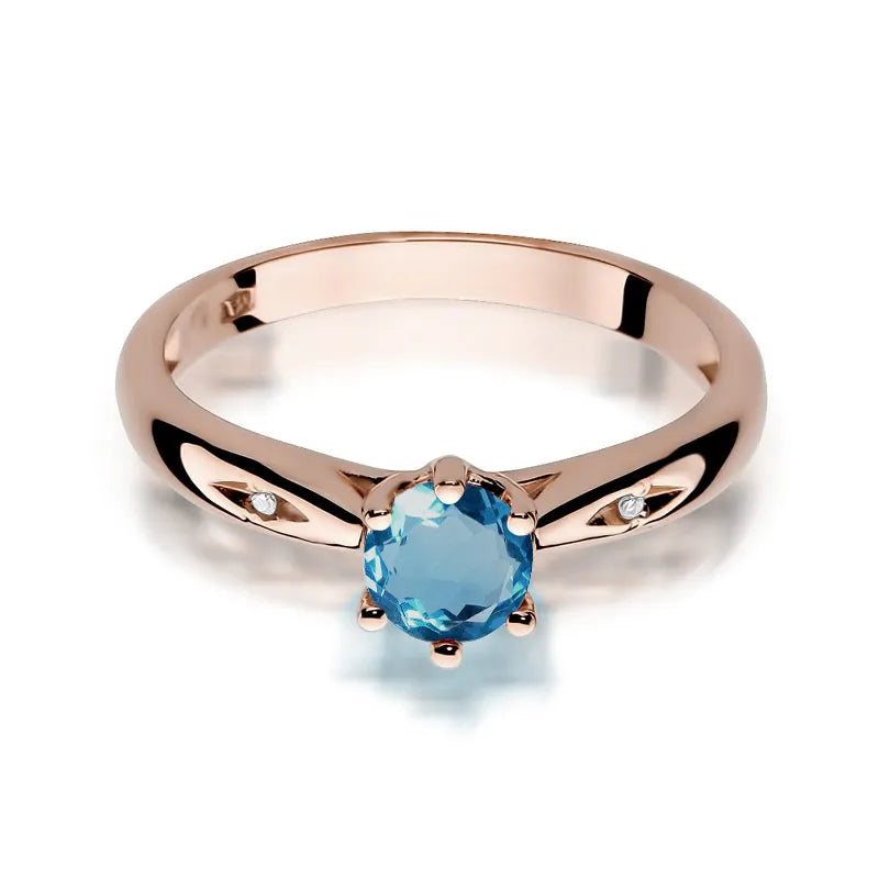 Goldring mit 0,50 ct Topas London Blue und 0,01 ct Diamanten