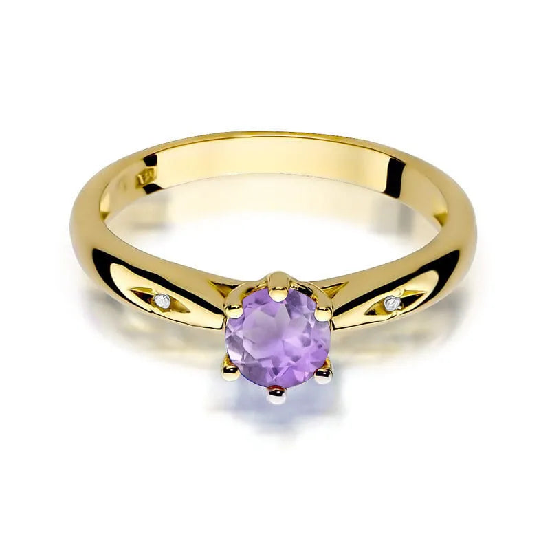 Goldring mit 0,50 ct Amethyst und Diamanten