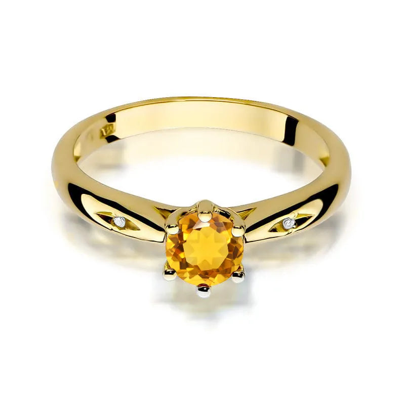Goldring mit 0,50 ct Citrin und Diamanten