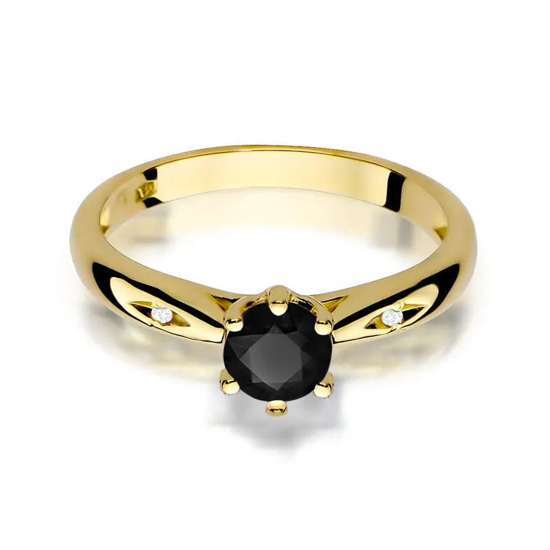 Gold Ring with 0.50ct Black diamond and 0.01ct Diamonds