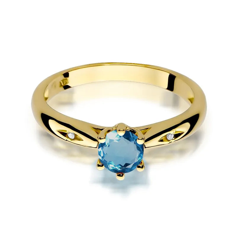 Goldring mit 0,50 ct Topas London Blue und 0,01 ct Diamanten