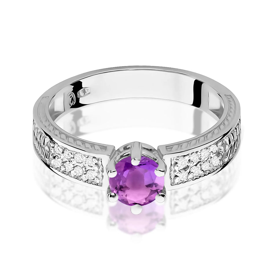 Goldring mit 0,50 ct Amethyst und Diamanten