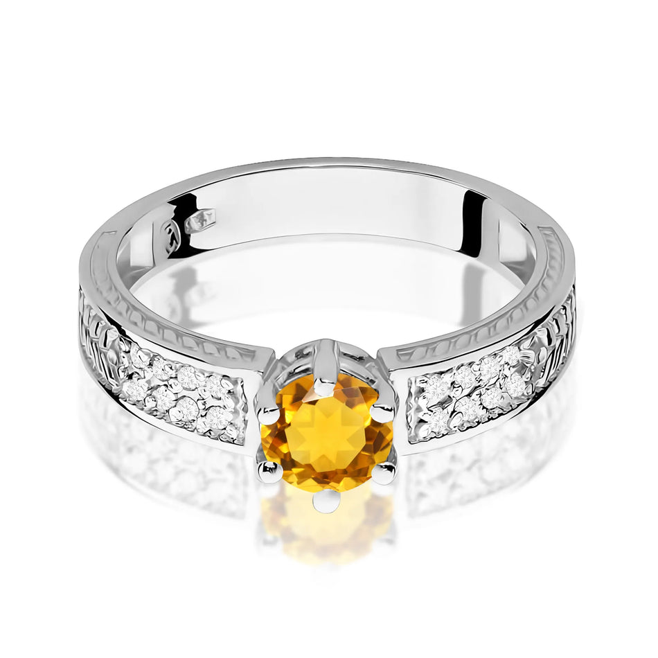 Goldring mit 0,50 ct Citrin und Diamanten