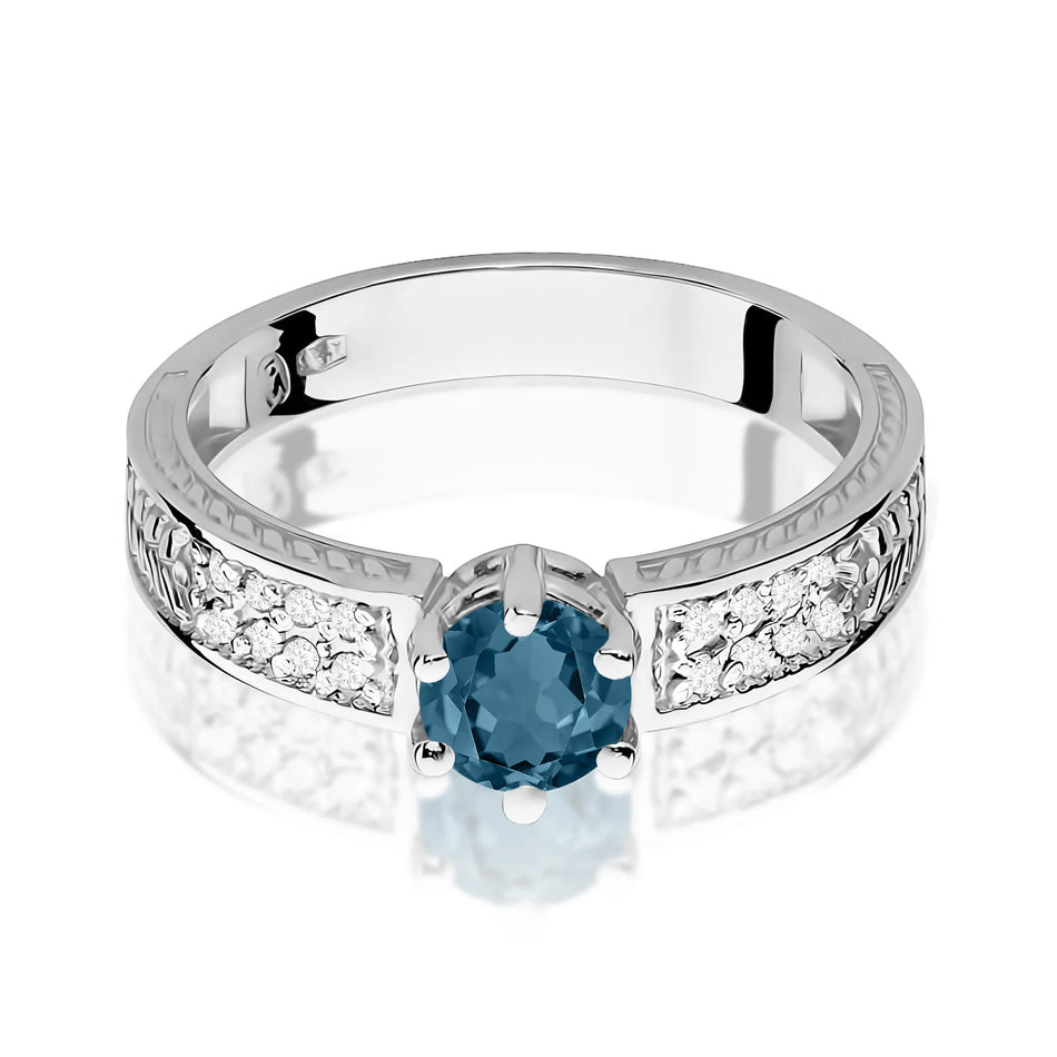 Goldring mit 0,50 ct Topas London Blue und 0,08 ct Diamanten