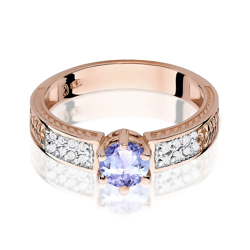 Goldring mit 0,50 ct Tansanit und Diamanten