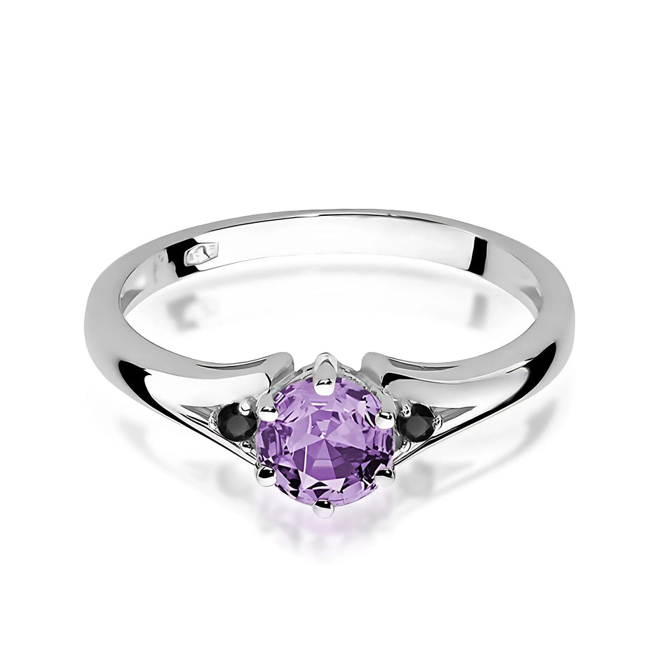 Goldring mit 0,50 ct Amethyst und schwarzen Diamanten