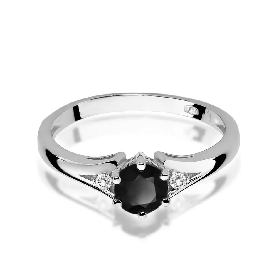 Goldring mit 0,50 ct schwarzem Diamant und Diamanten