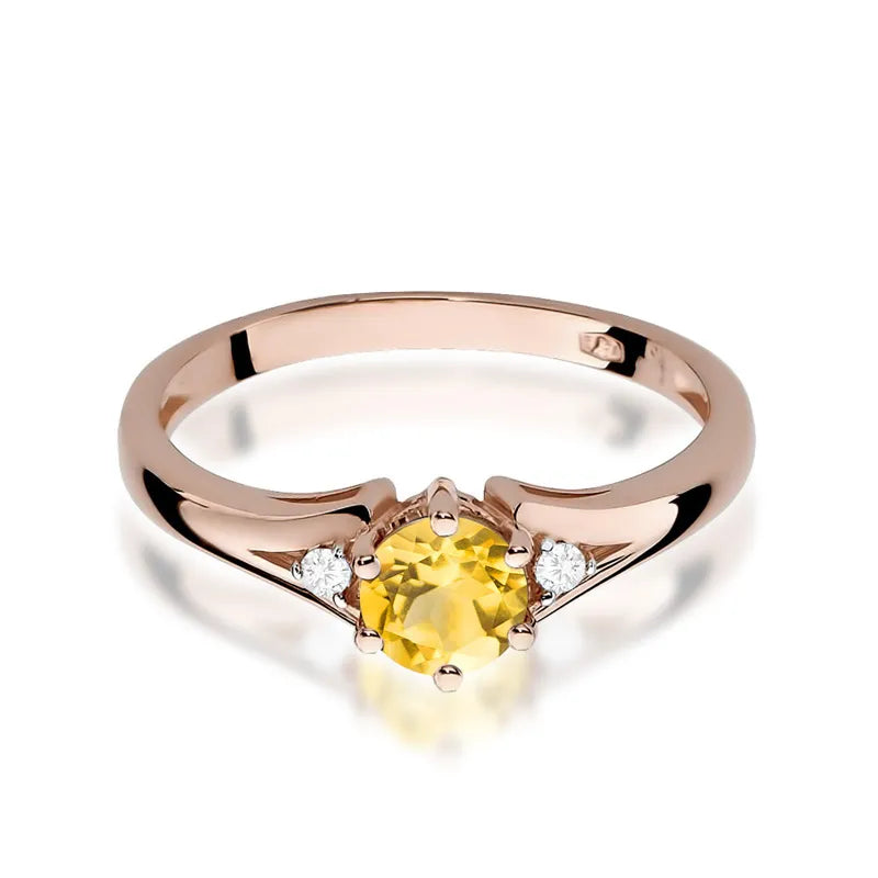 Gold Ring with 0.50ct Citrin and Diamonds