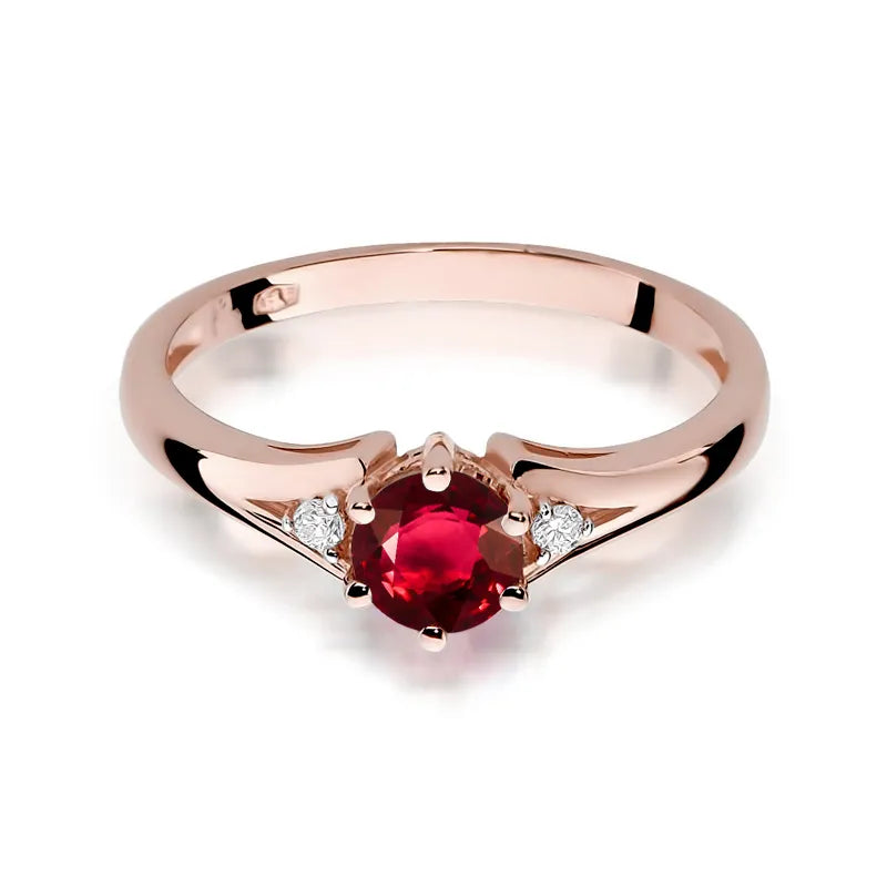 Gold Ring with 0.60ct Ruby and Diamonds