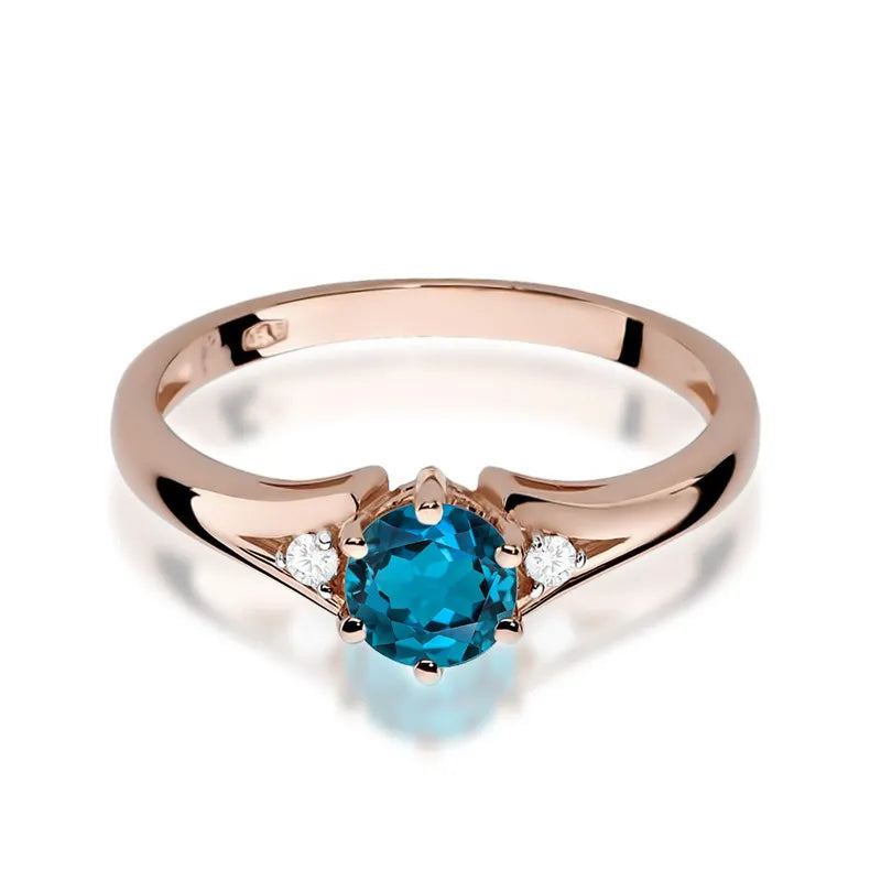 Gold Ring with 0.50ct Topaz London Blue and Diamonds