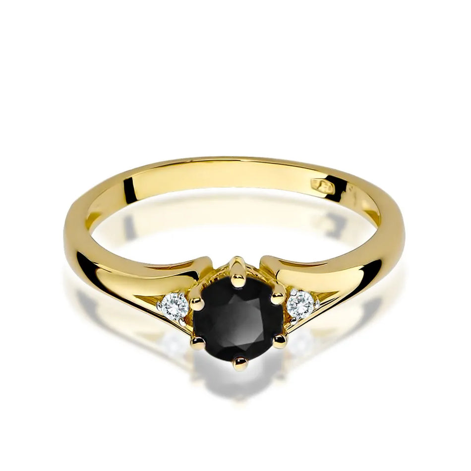 Goldring mit 0,50 ct schwarzem Diamant und Diamanten