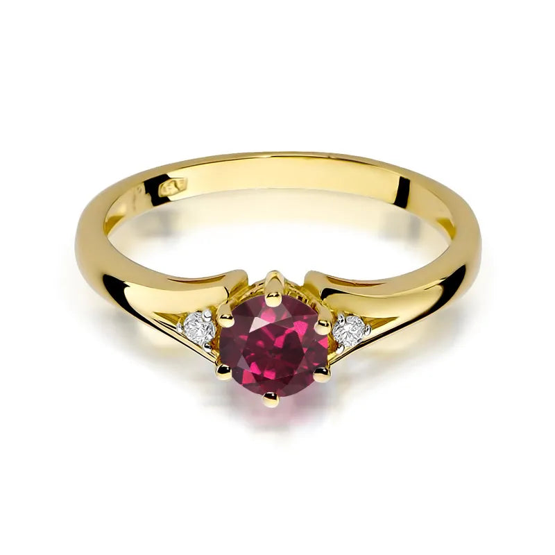 Gold Ring with 0.60ct Rhodolite and Diamonds