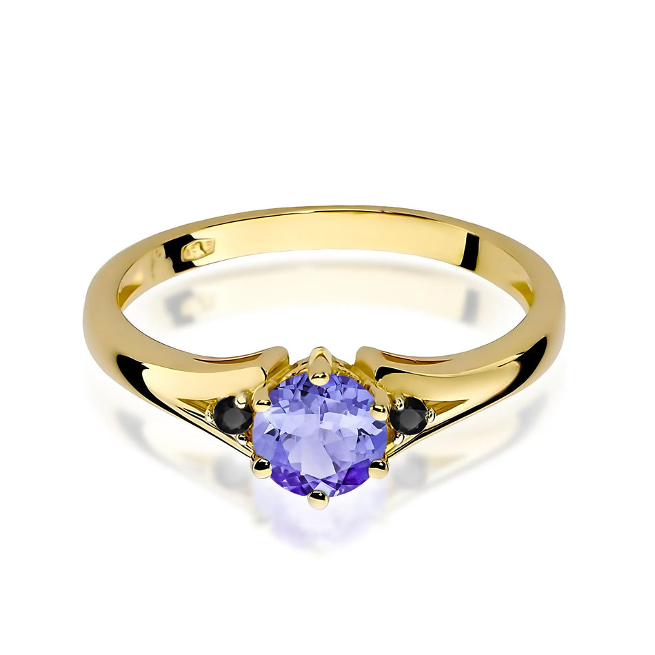 Gold Ring with 0.50ct Tansanit and Black Diamonds