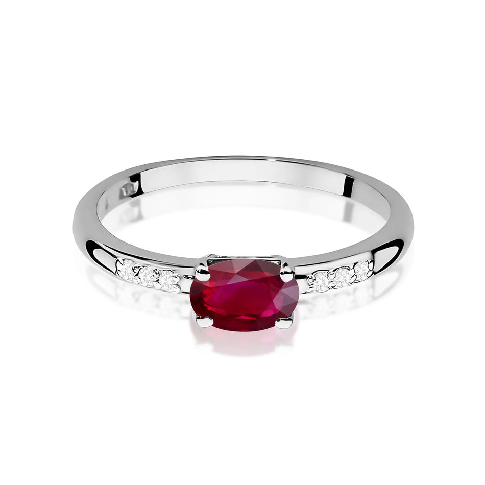 Goldring mit 0,60 ct Rubin und 0,03 ct Diamanten