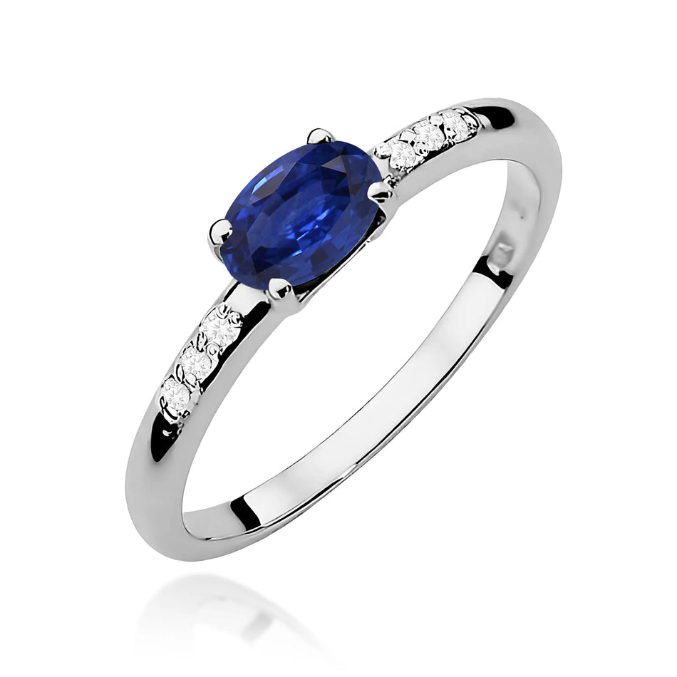 Goldring mit 0,70 ct Saphir und 0,03 ct Diamanten