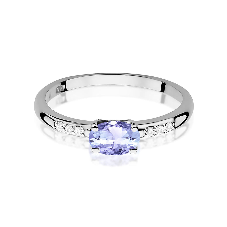 Goldring mit 0,40 ct Tansanit und 0,03 ct Diamanten