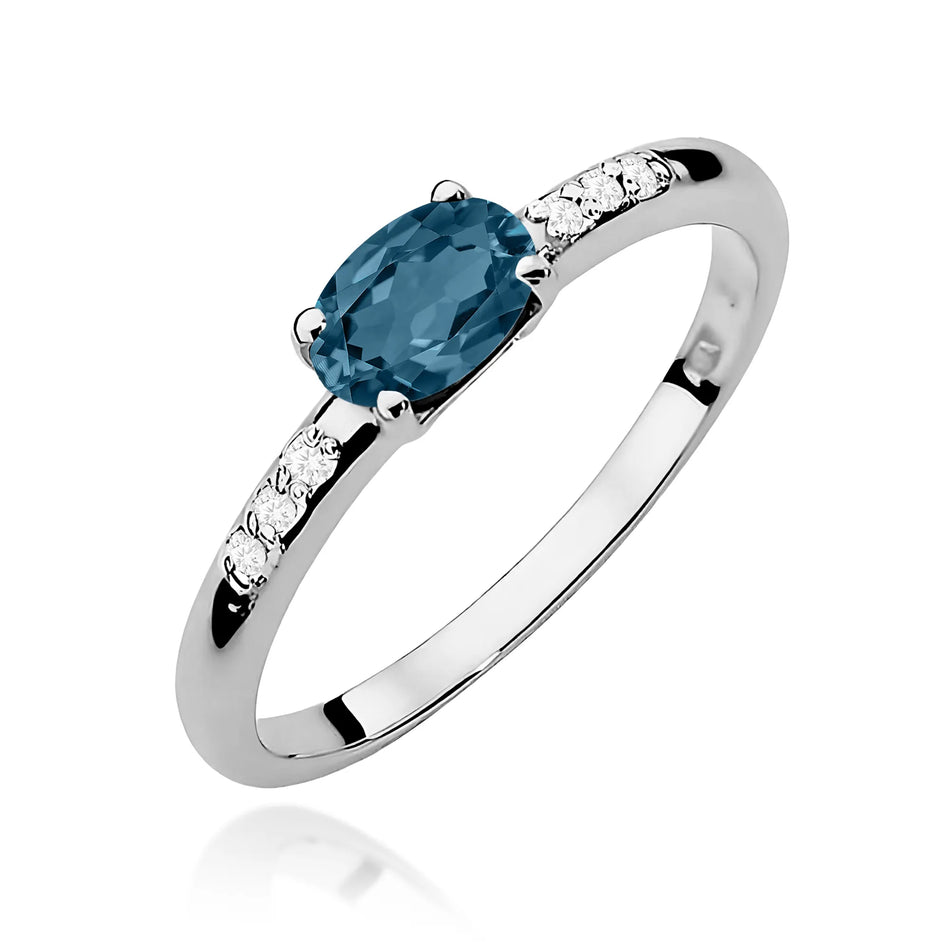 Goldring mit 0,50 ct Topas London Blue und 0,03 ct Diamanten
