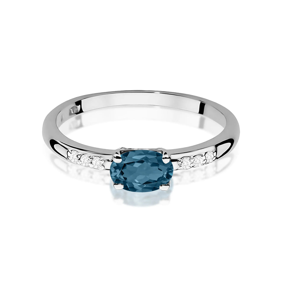 Goldring mit 0,50 ct Topas London Blue und 0,03 ct Diamanten
