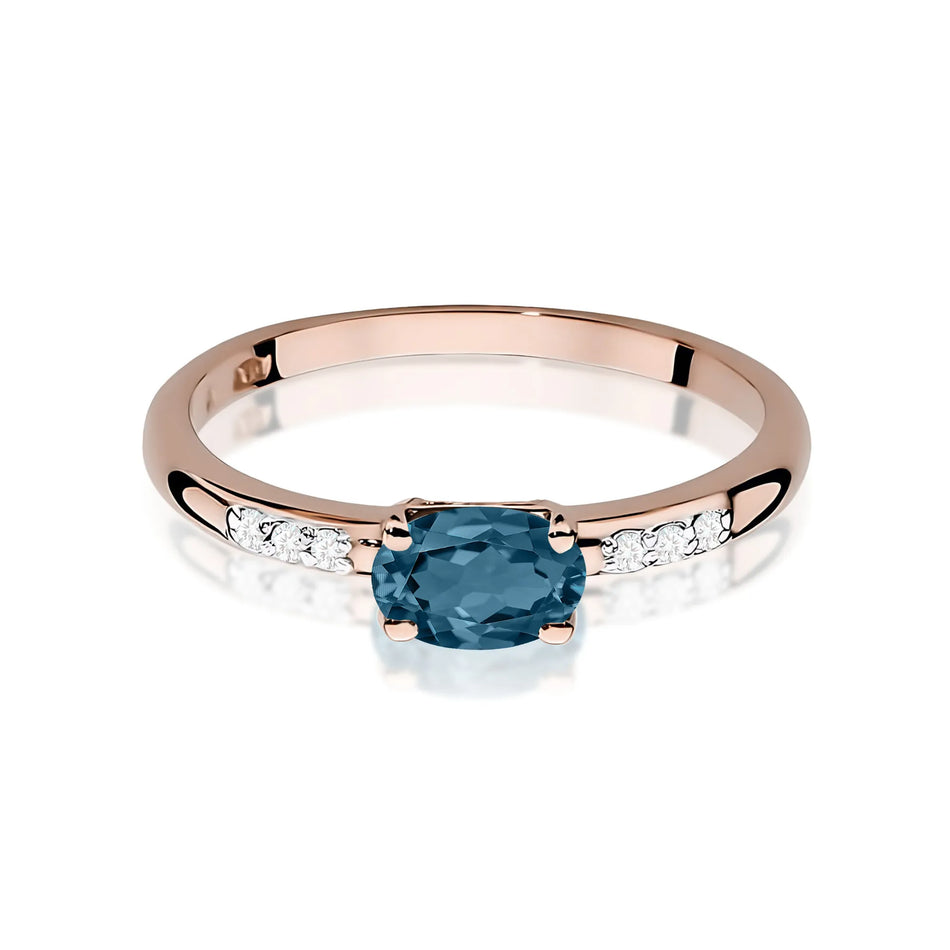 Goldring mit 0,50 ct Topas London Blue und 0,03 ct Diamanten