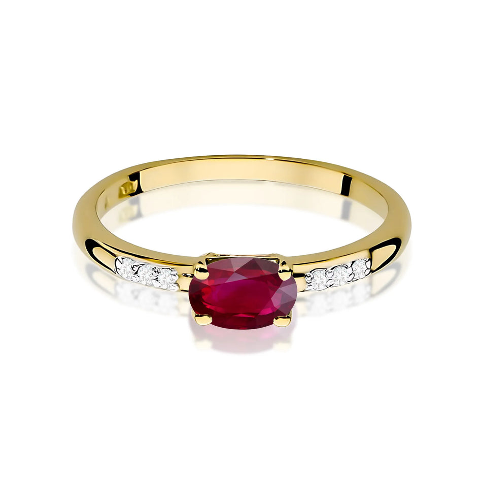 Goldring mit 0,60 ct Rubin und 0,03 ct Diamanten