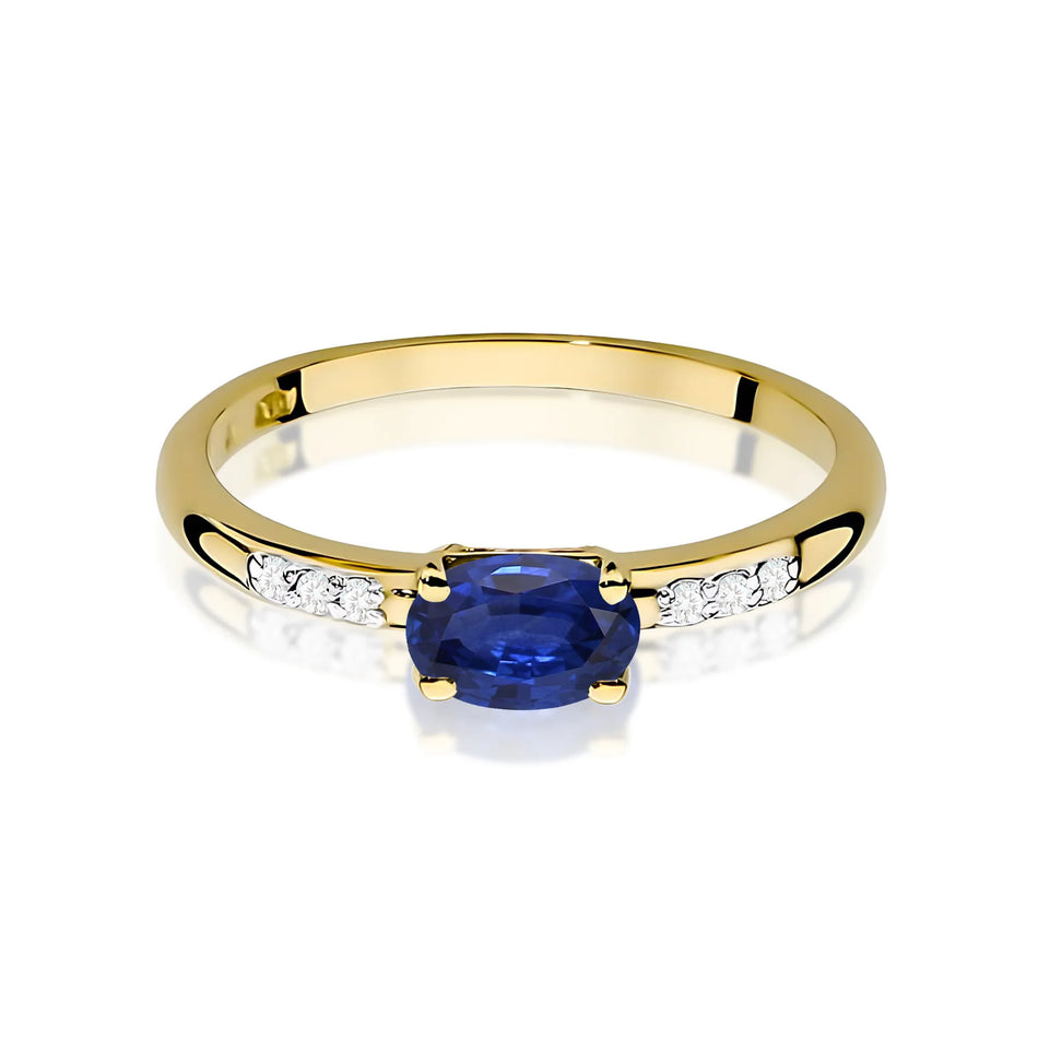Goldring mit 0,70 ct Saphir und 0,03 ct Diamanten