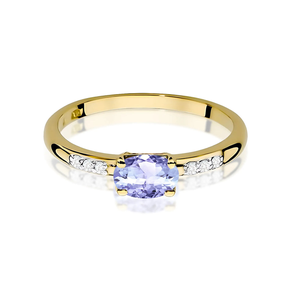 Goldring mit 0,40 ct Tansanit und 0,03 ct Diamanten