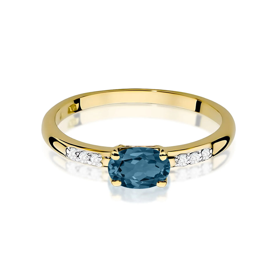 Goldring mit 0,50 ct Topas London Blue und 0,03 ct Diamanten