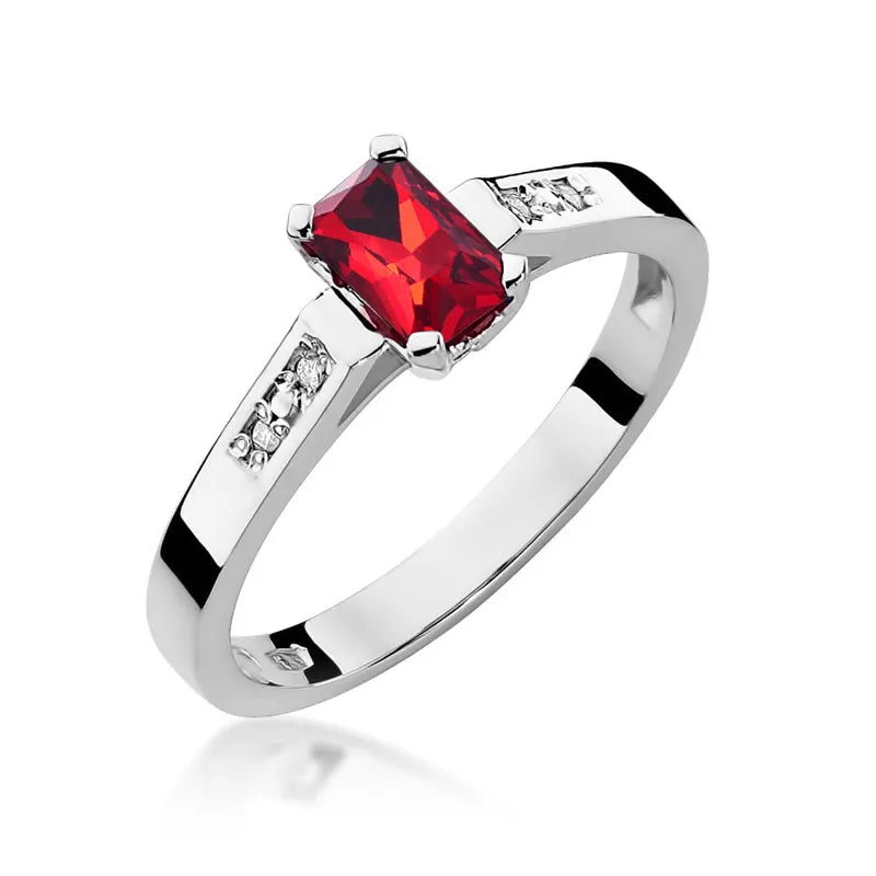 Goldring mit 0,80 ct Rubin und 0,04 ct Diamanten