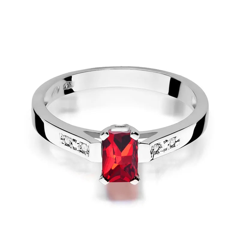 Goldring mit 0,80 ct Rubin und 0,04 ct Diamanten