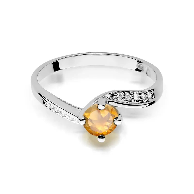 Goldring mit 0,50 ct Citrin und 0,05 ct Diamanten
