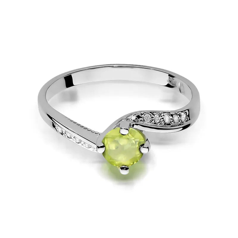 Goldring mit 0,60 ct Olivin und 0,05 ct Diamanten