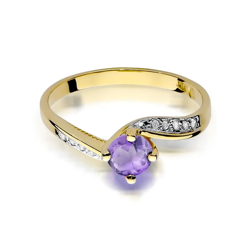 Gold Ring with 0.50ct Amethyst and 0.05ct Diamonds