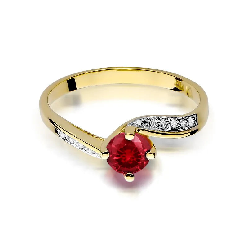 Goldring mit 0,60 ct Rubin und 0,05 ct Diamanten