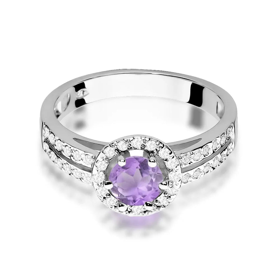 Goldring mit 0,50 ct Amethyst und 0,20 ct Diamanten
