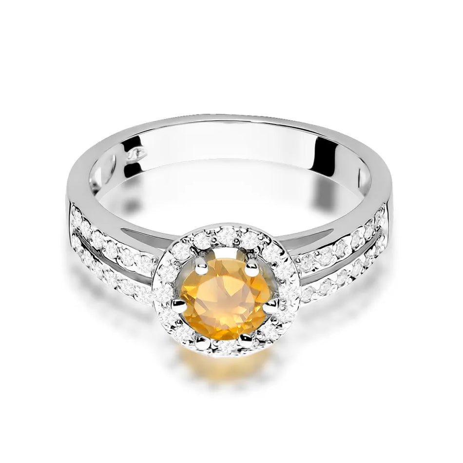 Goldring mit 0,50 ct Citrin und 0,20 ct Diamanten
