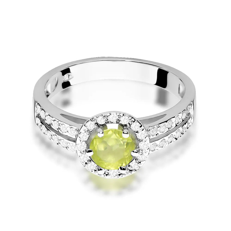 Goldring mit 0,60 ct Olivin und 0,20 ct Diamanten