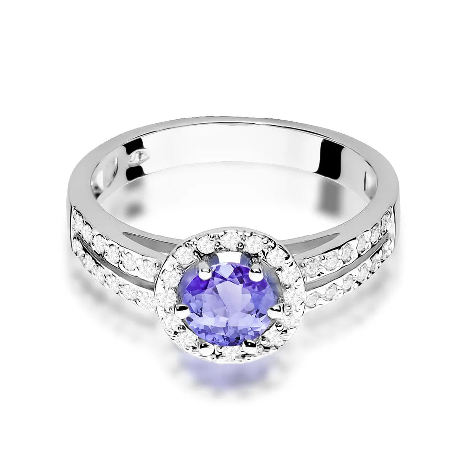 Goldring mit 0,50 ct Tansanit und 0,20 ct Diamanten