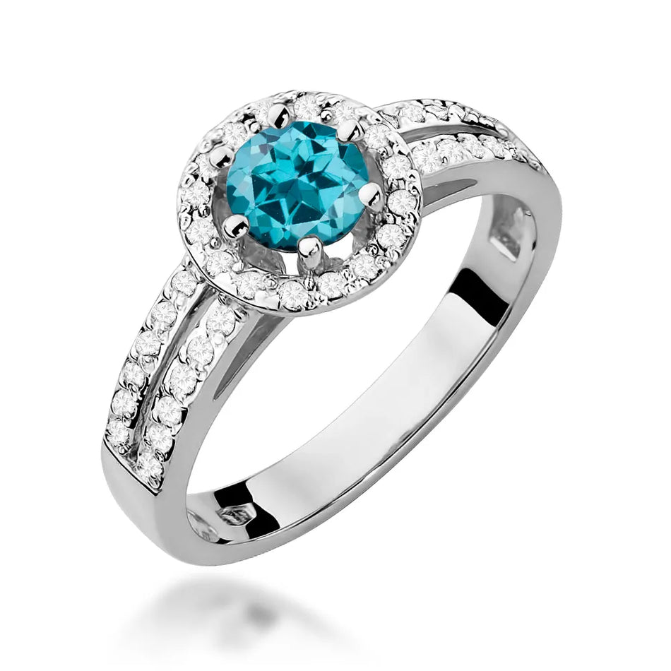 Goldring mit 0,50 ct Topas London Blue und 0,20 ct Diamanten