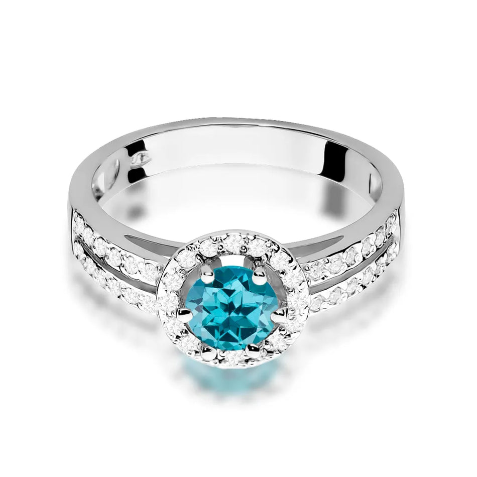 Goldring mit 0,50 ct Topas London Blue und 0,20 ct Diamanten