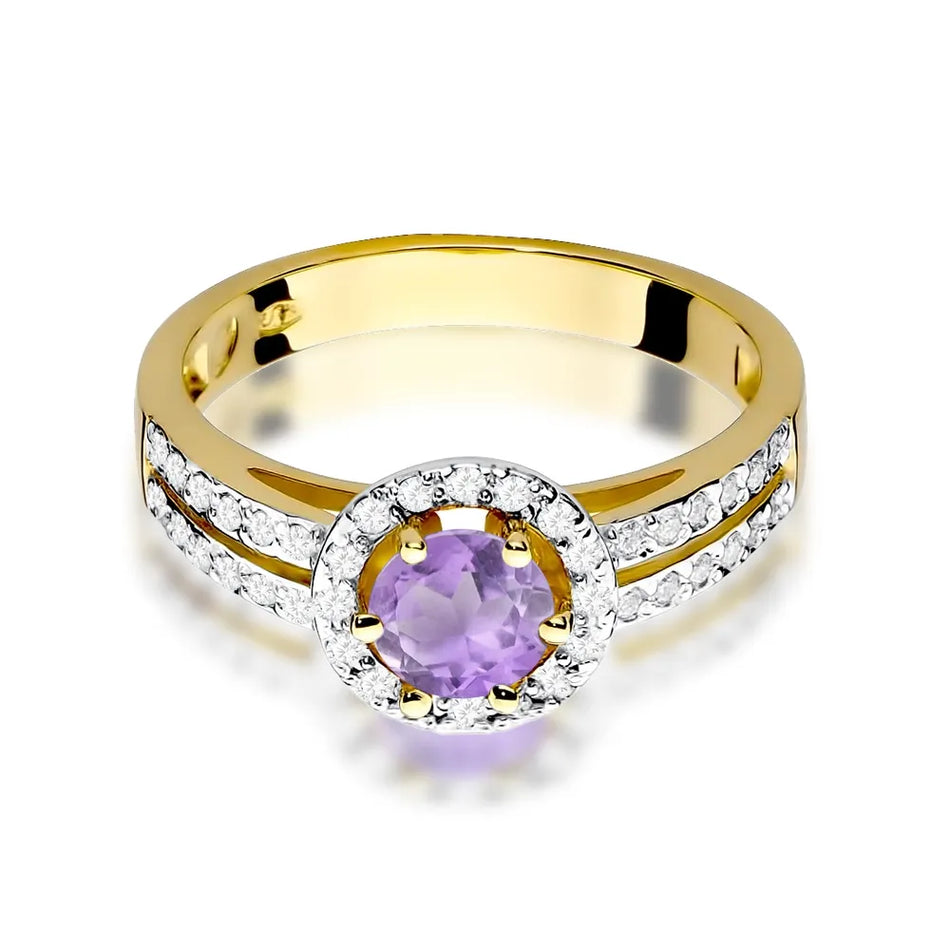 Goldring mit 0,50 ct Amethyst und 0,20 ct Diamanten