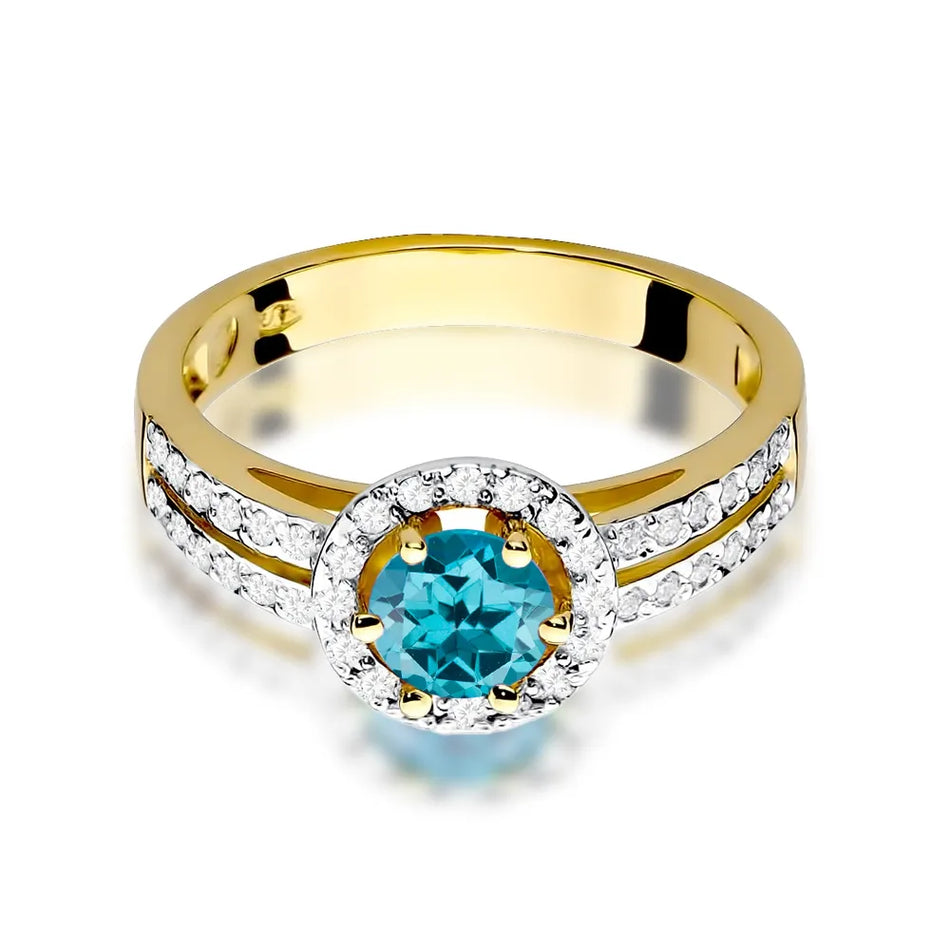 Goldring mit 0,50 ct Topas London Blue und 0,20 ct Diamanten