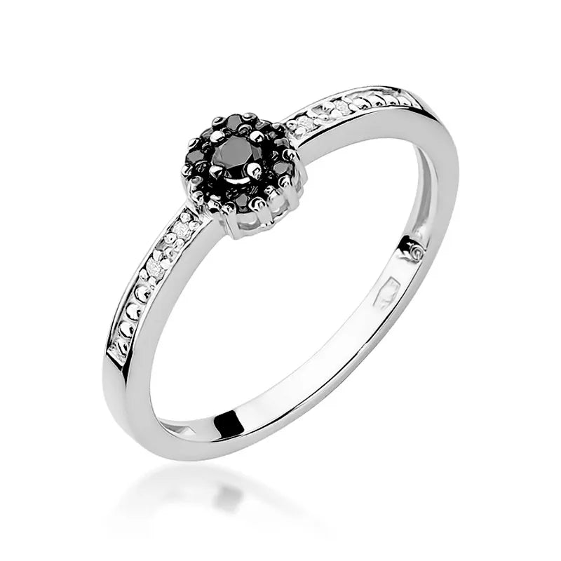 Gold Ring with 0.04ct and 0.054ct Black diamonds