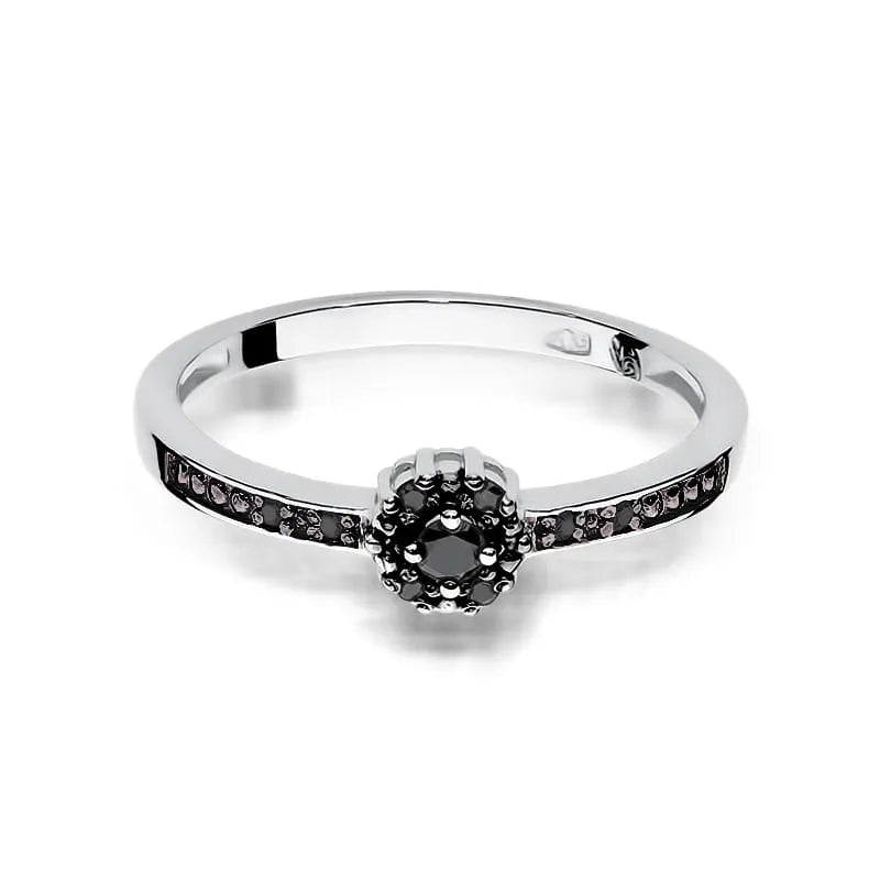 Gold Ring with 0.04ct  and 0.054ct Black diamonds