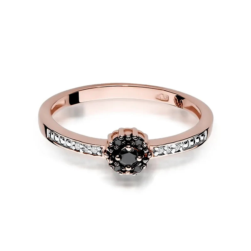 Goldring mit 0,04 ct und 0,054 ct schwarzen Diamanten