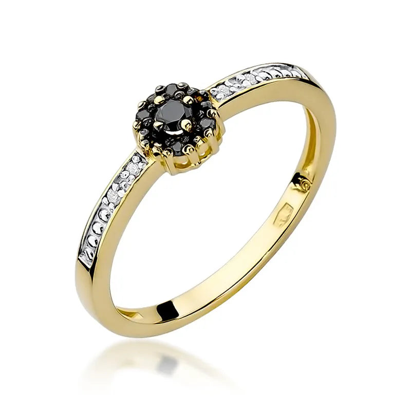 Gold Ring with 0.04ct 0.054ct Black diamonds