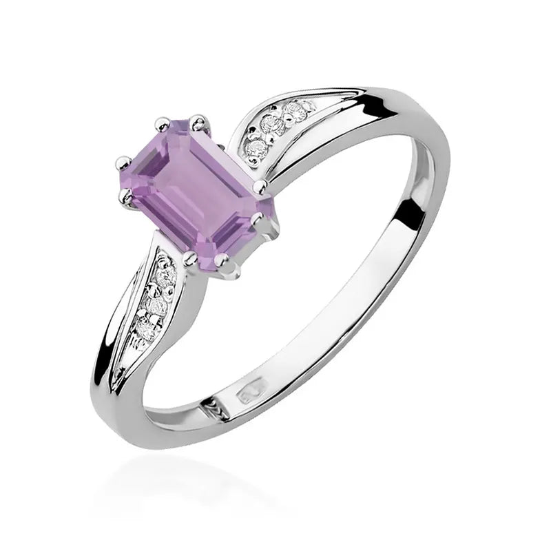 Goldring mit 0,50 ct Amethyst und 0,03 ct Diamanten